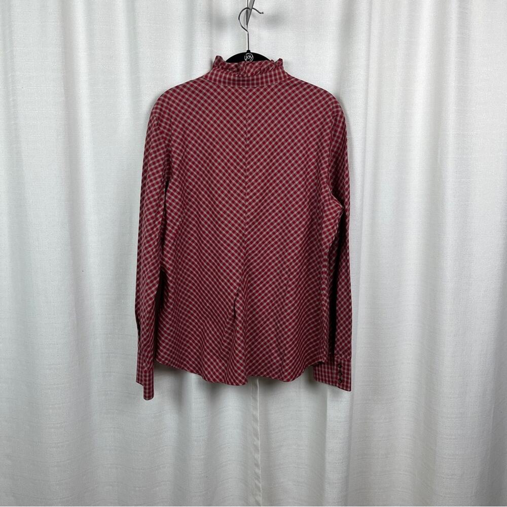 Pendleton Red Plaid Ruffle Collar Long Sleeve Button Up Blouse Sz.18 - Picture 7 of 12